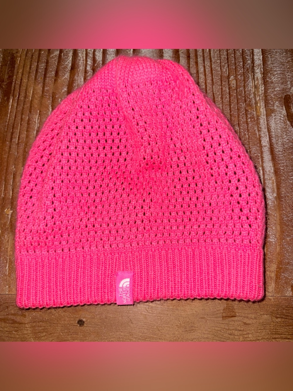 Vintage The North Face  Pink Beanie Hat Warm Winter Hat Youth/Junior Medium